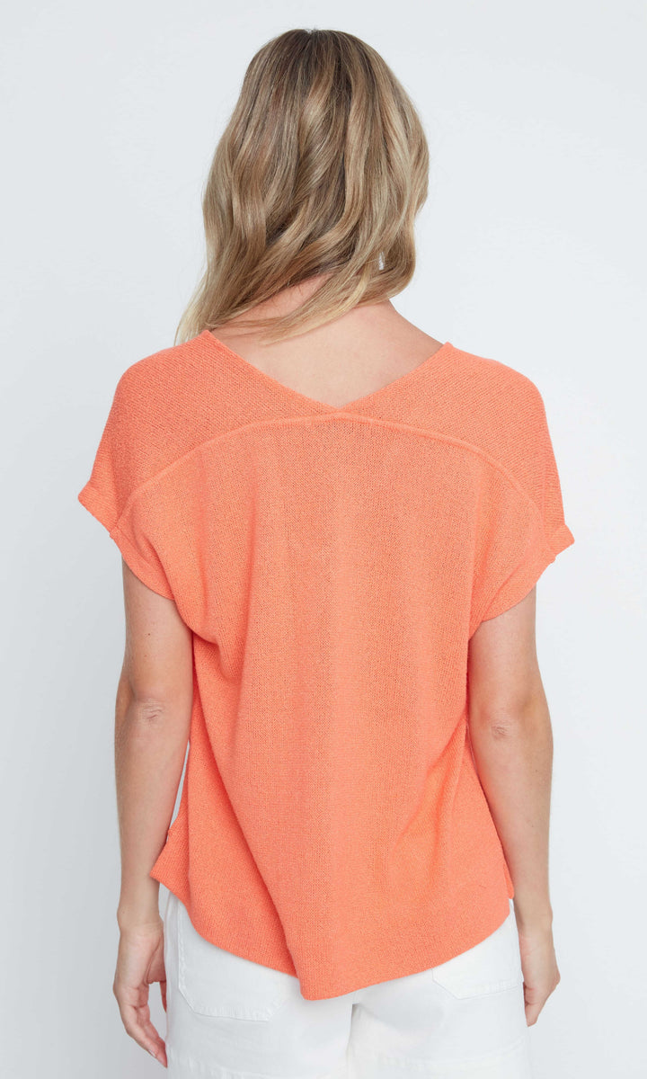 Lightweight V-Neck Short Sleeve Knit Top