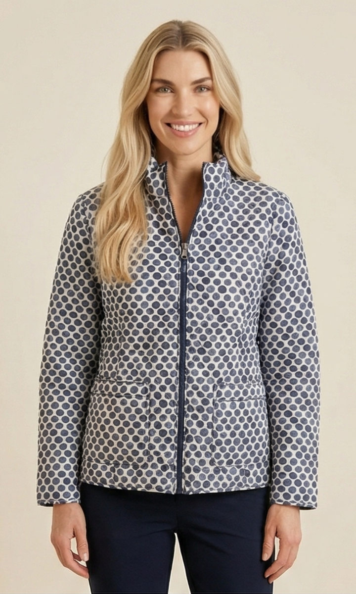 Quilted Reversible Zip Jacket with Stand Collar