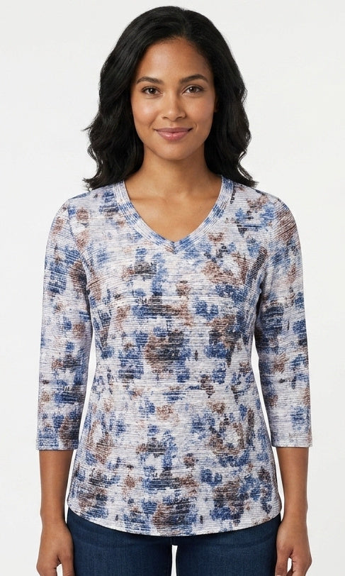 Printed V-Neck Top
