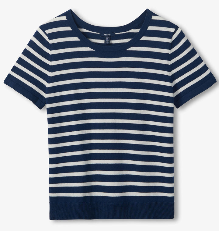Short Sleeve Stripe Knit Top
