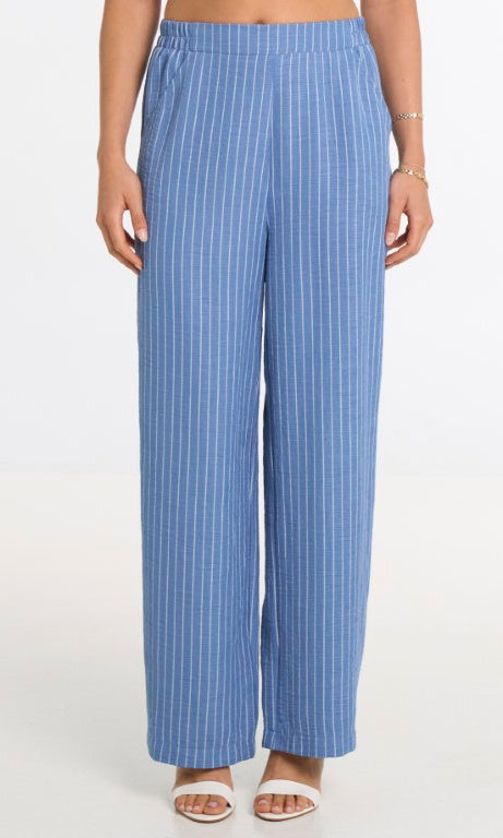 Striped Pull-On Wide Leg Pants