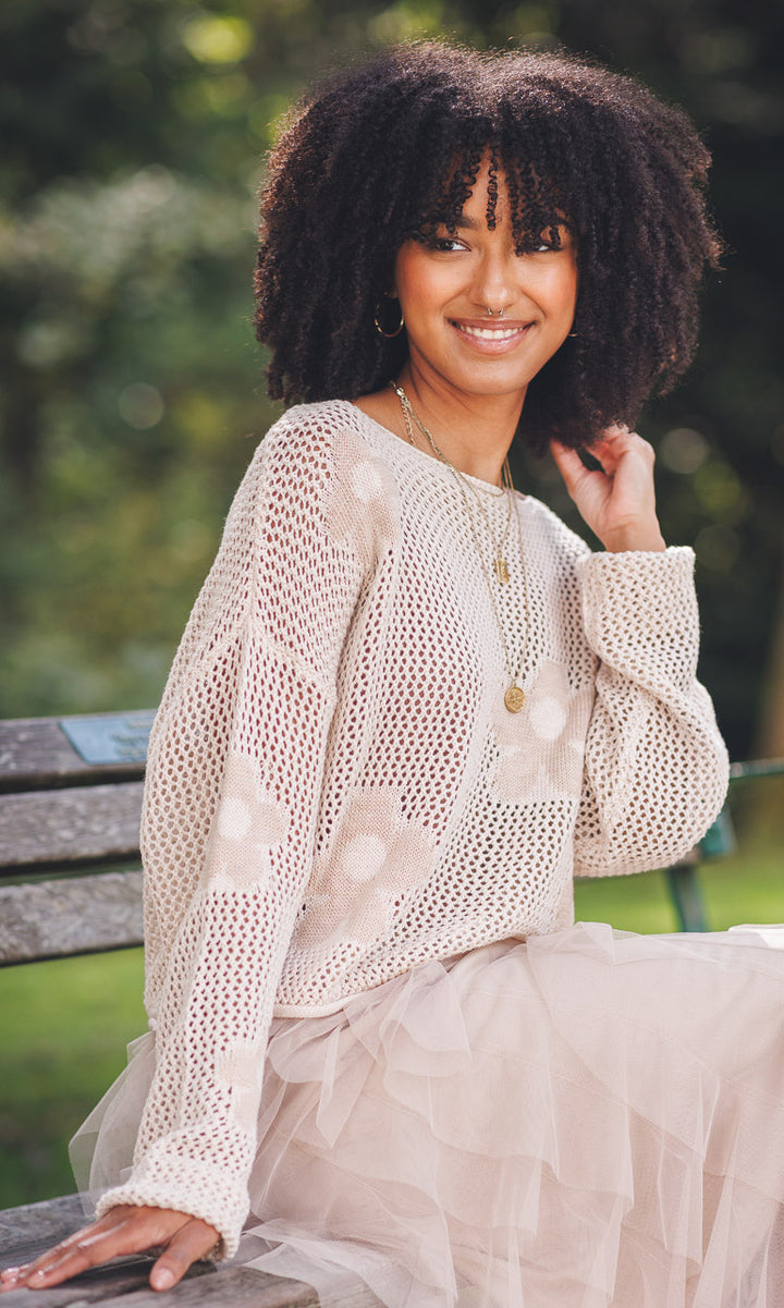 Open Knit Lightweight Pullover Sweater