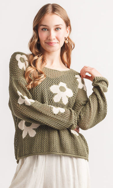 Open Knit Lightweight Pullover Sweater