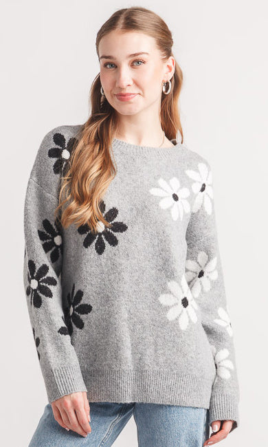 Daisy Print Crewneck Sweater