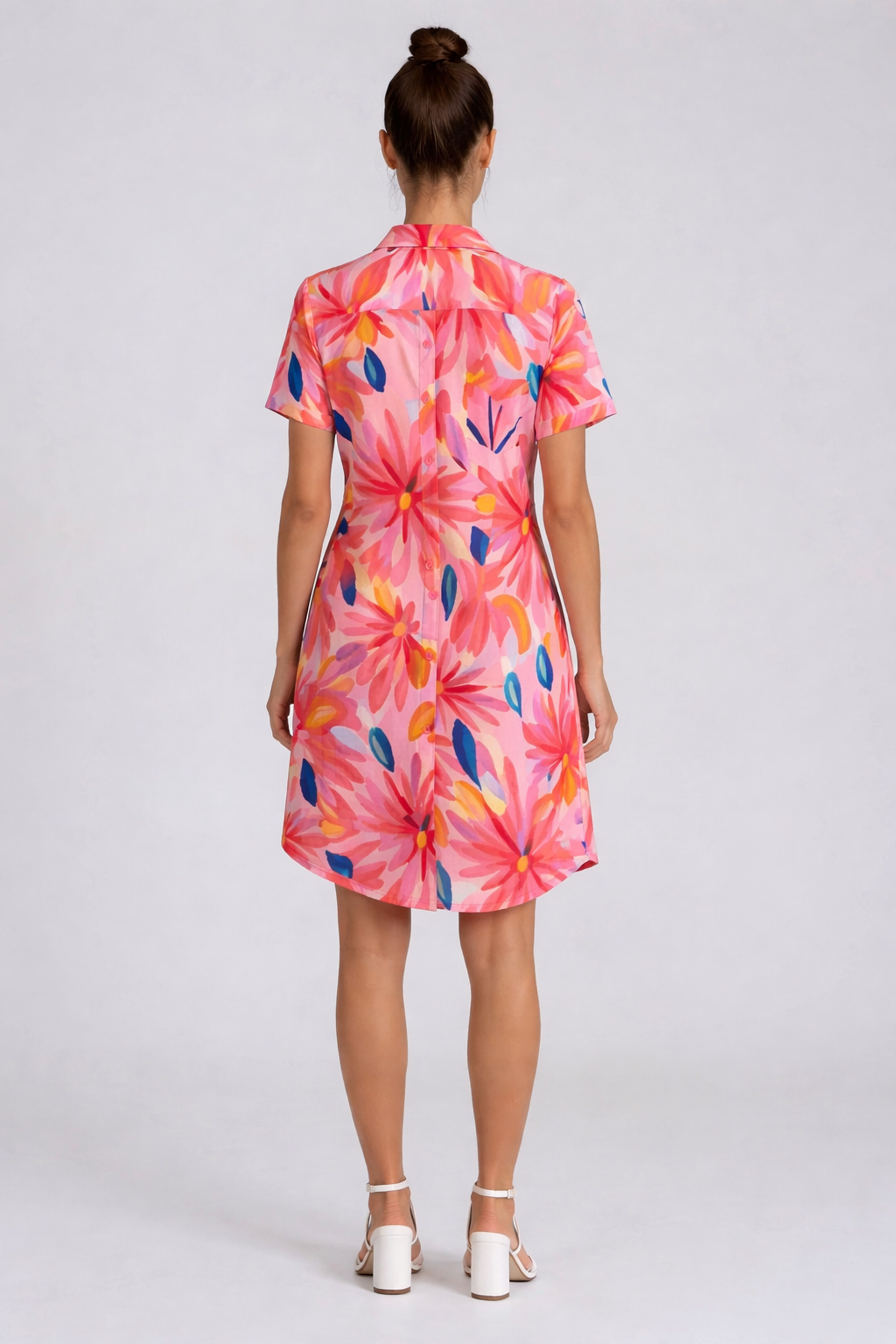 Short Sleeve Button Front Shirt Dress