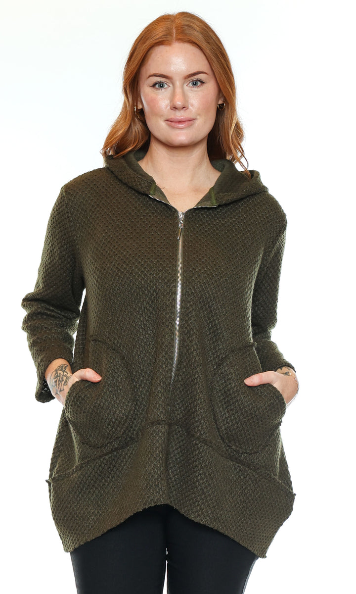 Textured Hooded Zip Jacket
