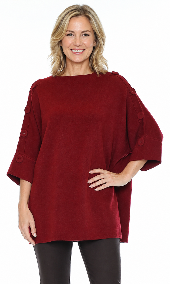 Button Line Poncho Knit