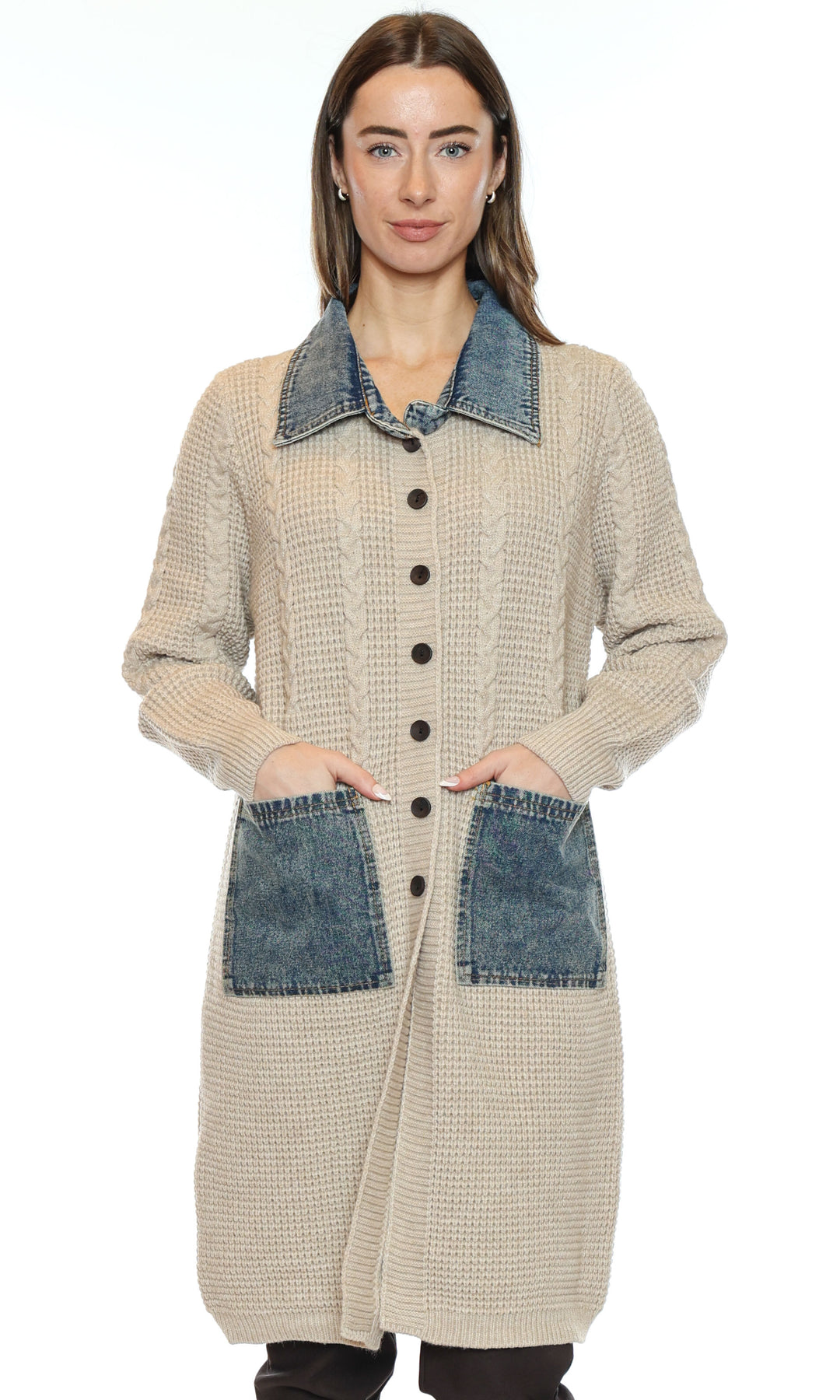 Denim Detail Knit Jacket