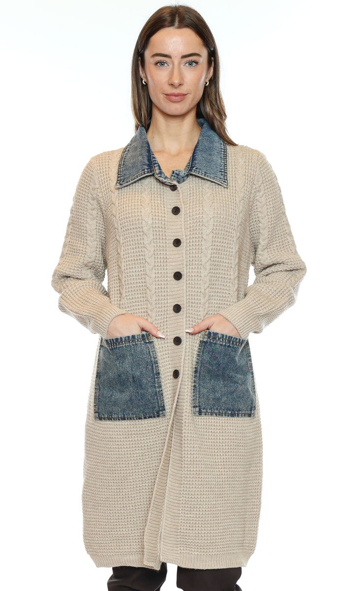 Denim Detail Knit Jacket
