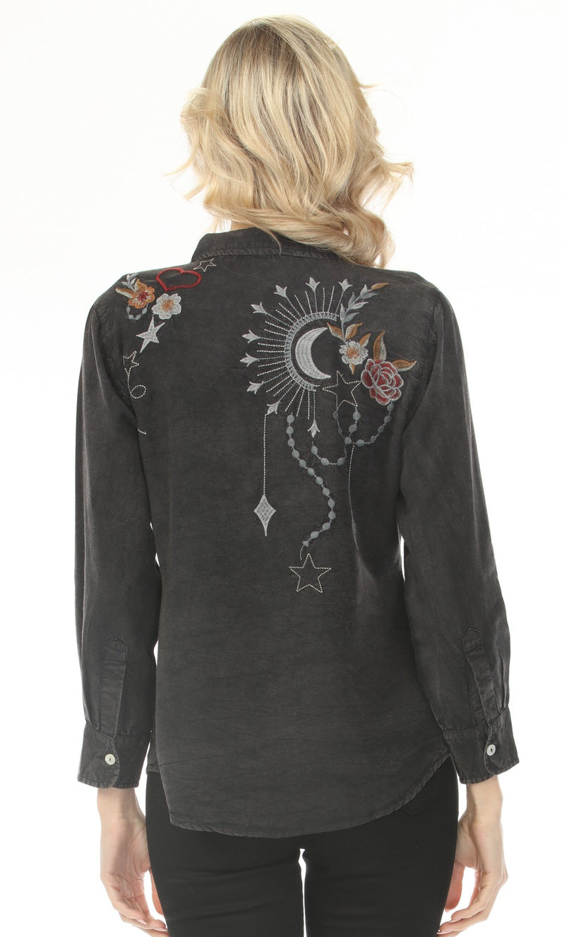 Celestial Embroidered Tencel Shirt