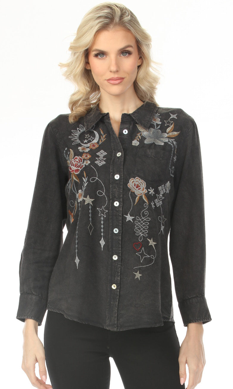 Celestial Embroidered Tencel Shirt