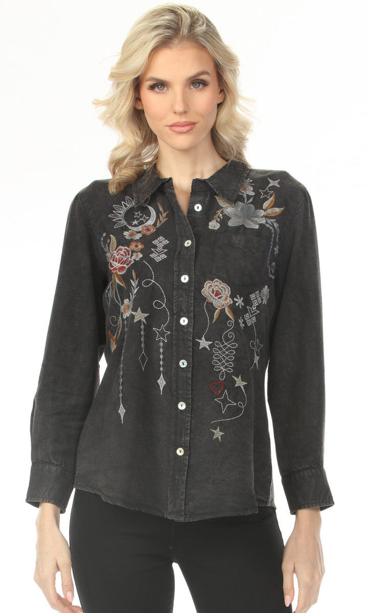 Celestial Embroidered Tencel Shirt