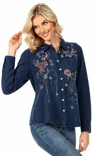 Celestial Embroidered Tencel Shirt