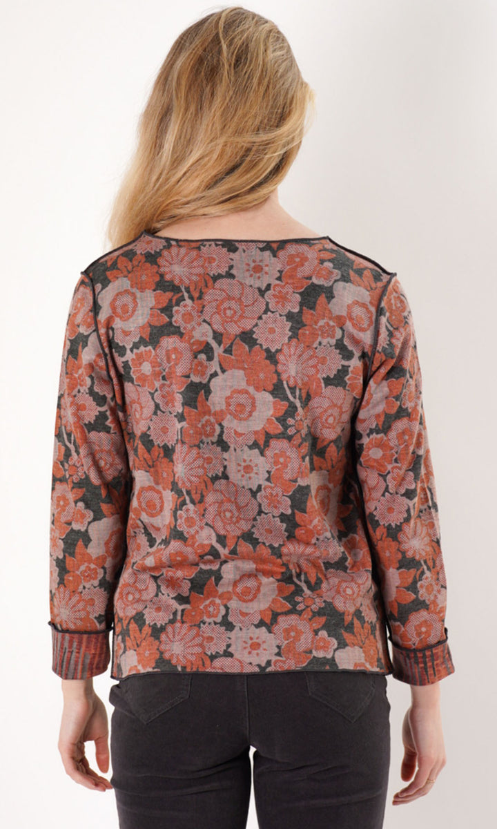 Reversible Floral and Abstract Print Top