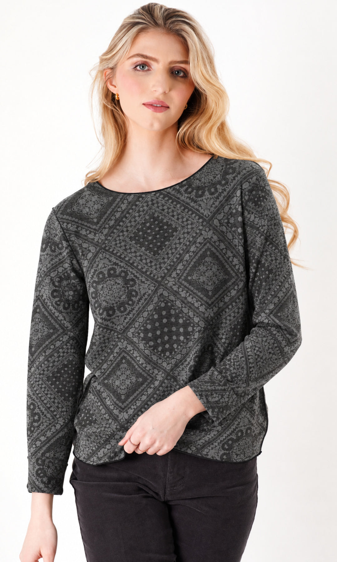 Reversible Floral and Patchwork Print Top