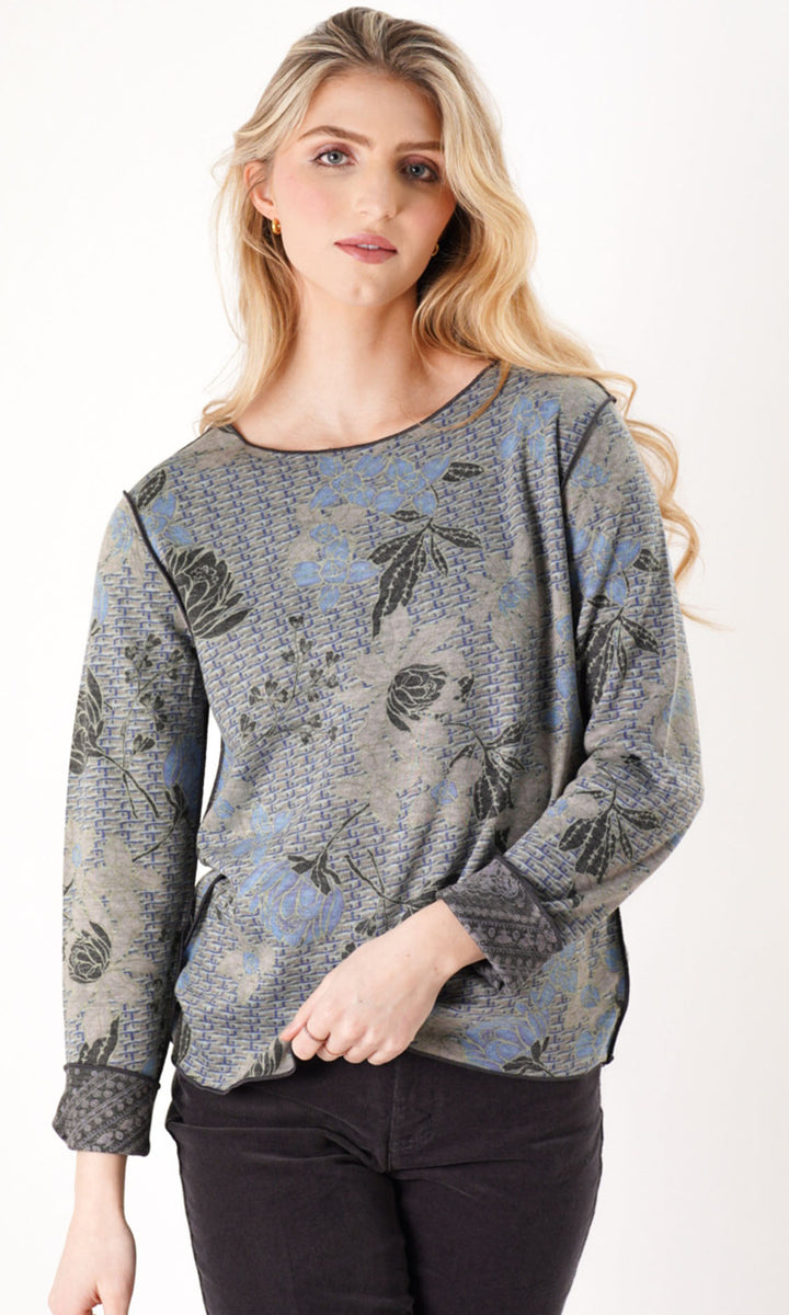 Reversible Floral and Patchwork Print Top