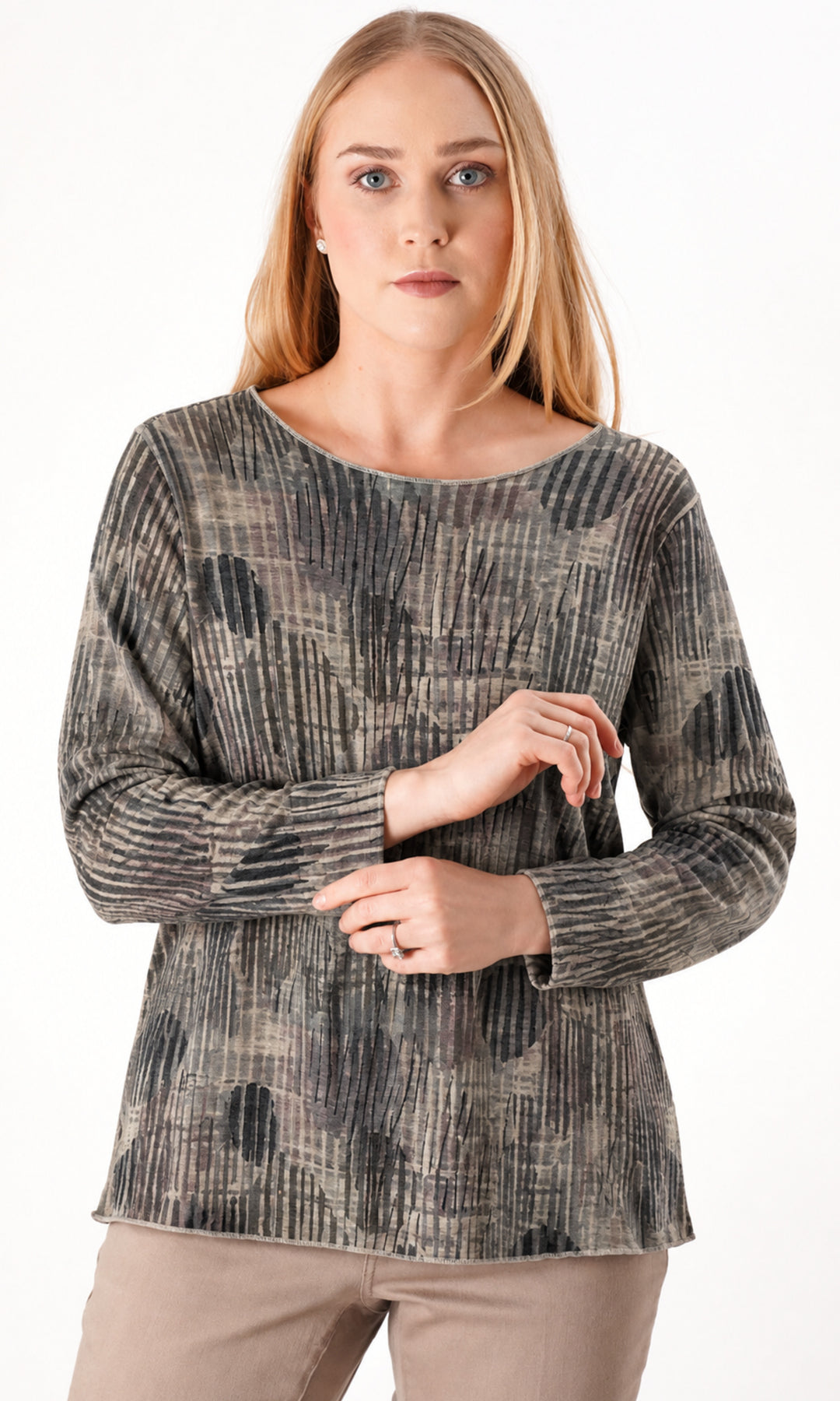 Reversible Geometric and Brushstroke Print Top