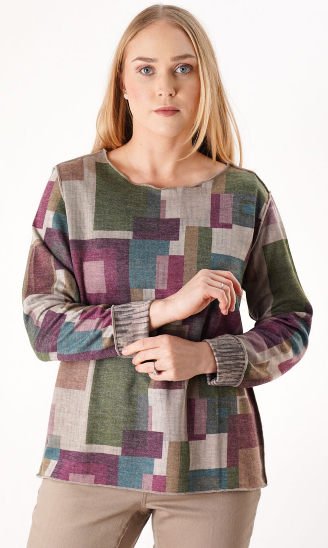 Reversible Geometric and Brushstroke Print Top