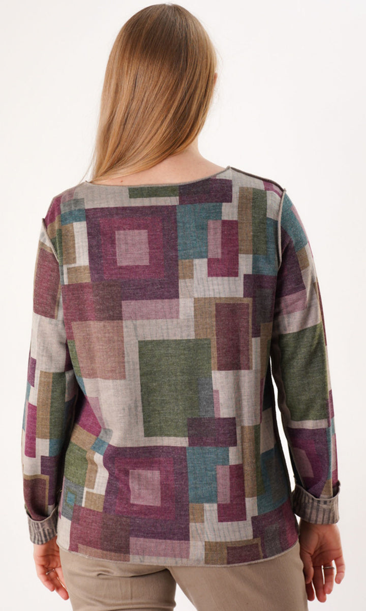 Reversible Geometric and Brushstroke Print Top