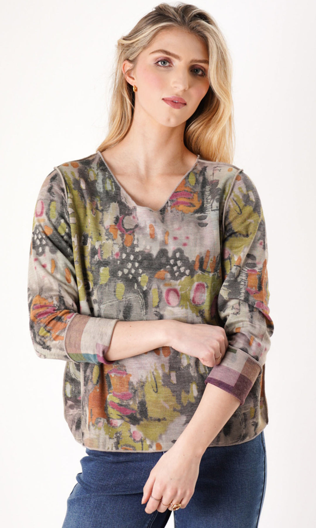 Reversible Abstract and Geometric Print Top
