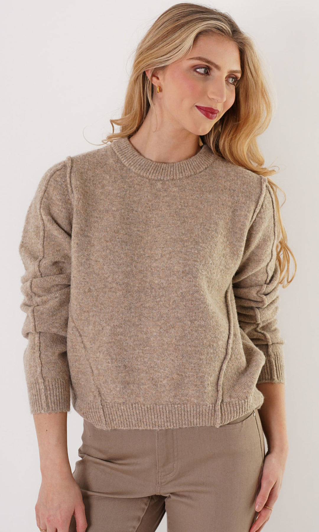 Exposed Seam Crew Neck Sweater