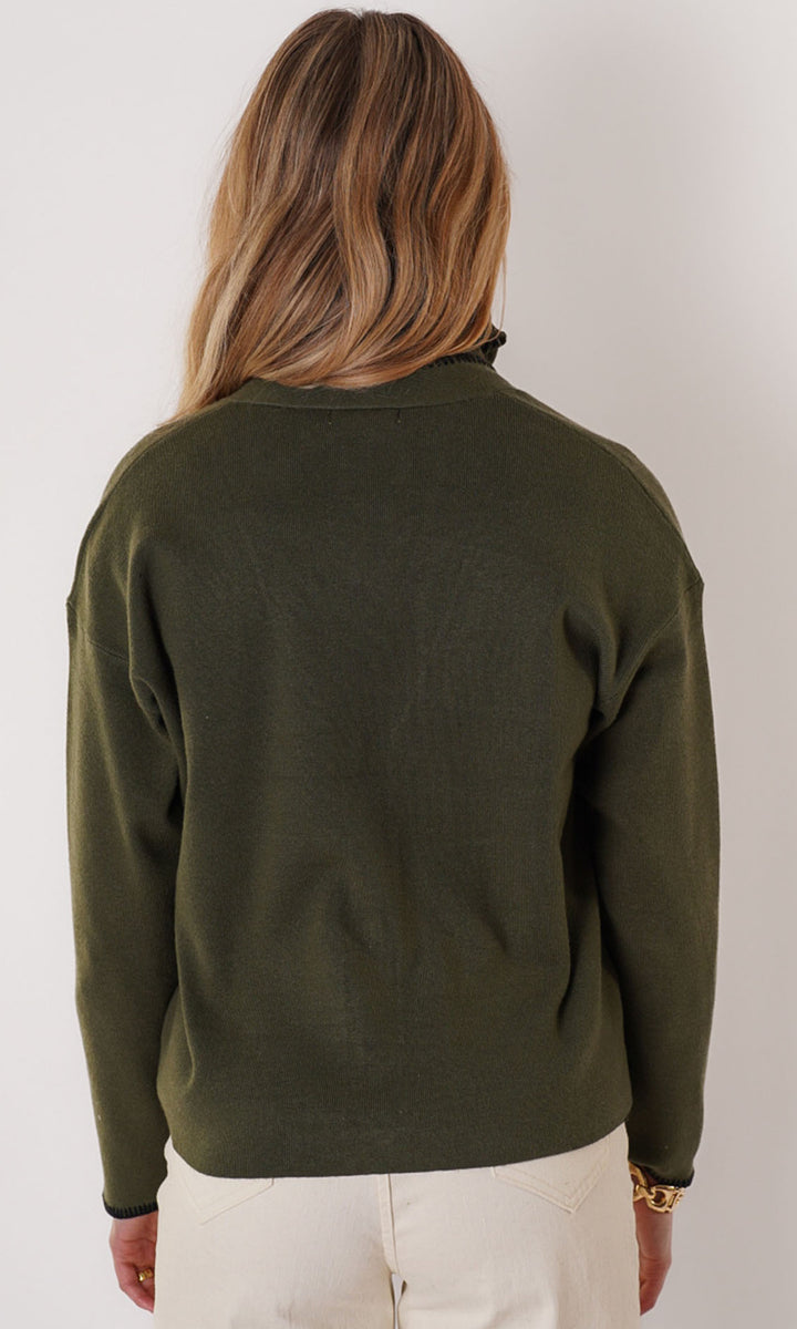 Embroidered Bee Button-Front Cardigan