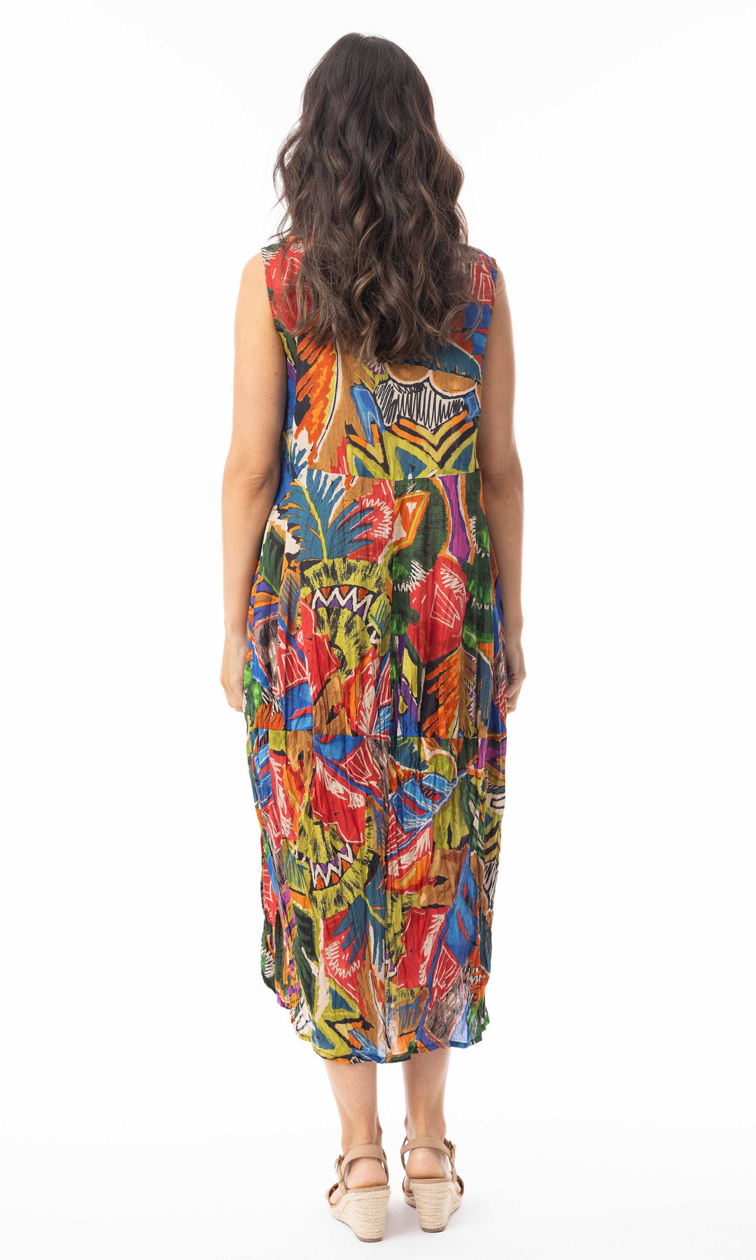 Abstract Print Sleeveless Bubble Dress