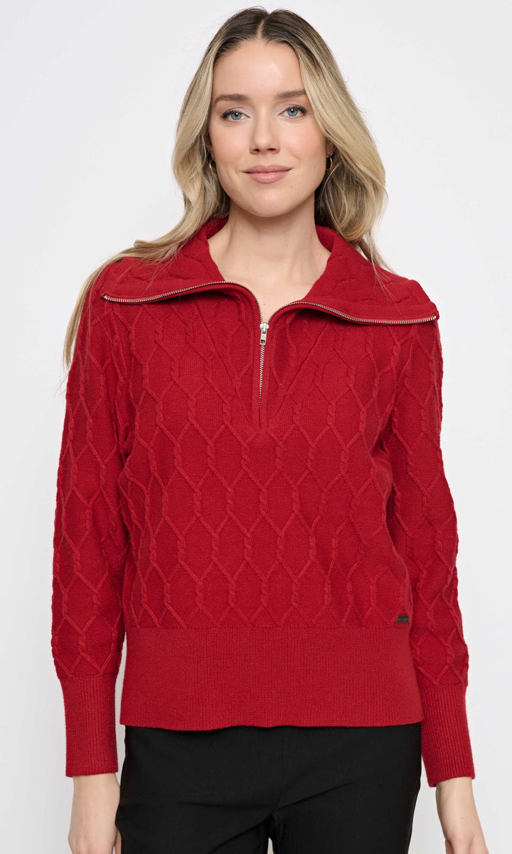 Cable Knit Half Zip Sweater