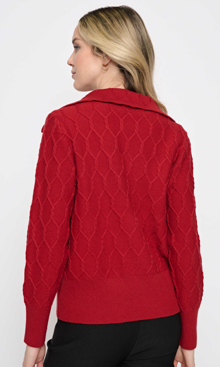 Cable Knit Half Zip Sweater