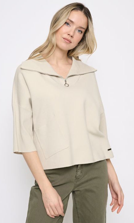 Zip Collar Knit Pullover