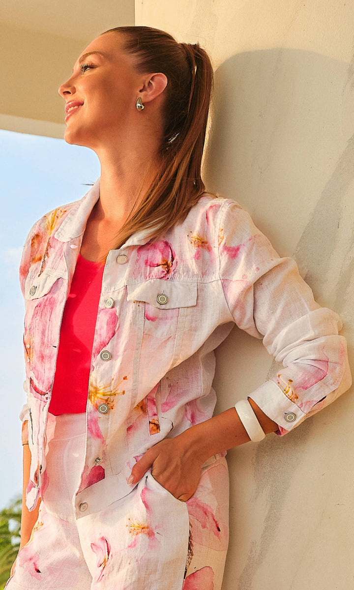 Floral Print Linen Jacket