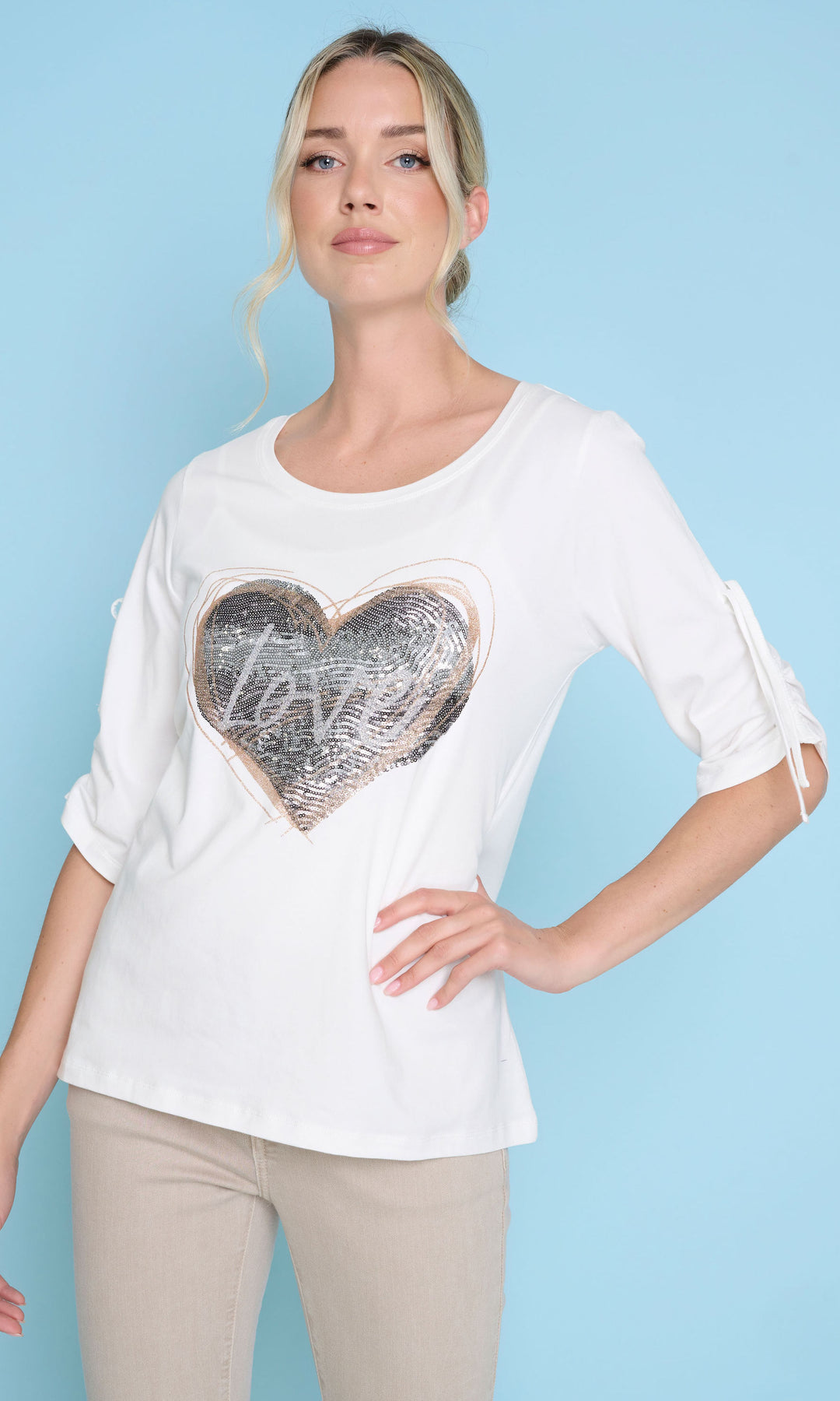 Graphic Top with Sequin Detail