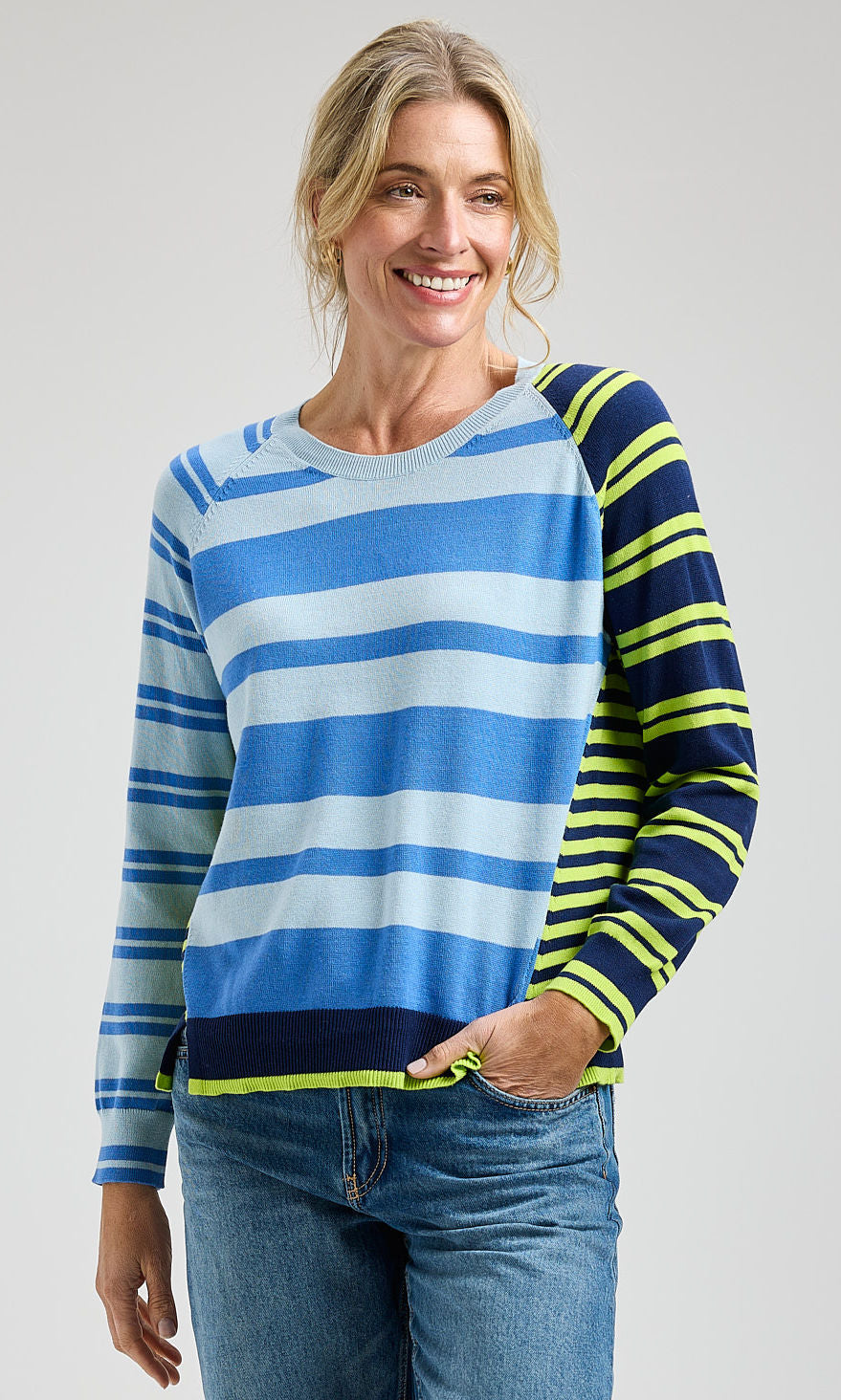 Striped Colour Block Knit Pullover