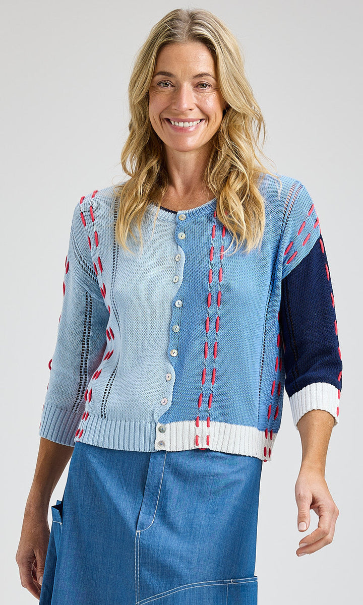 Embroidered Button Front Cardigan