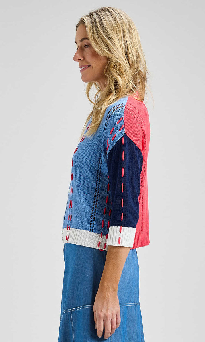 Embroidered Button Front Cardigan