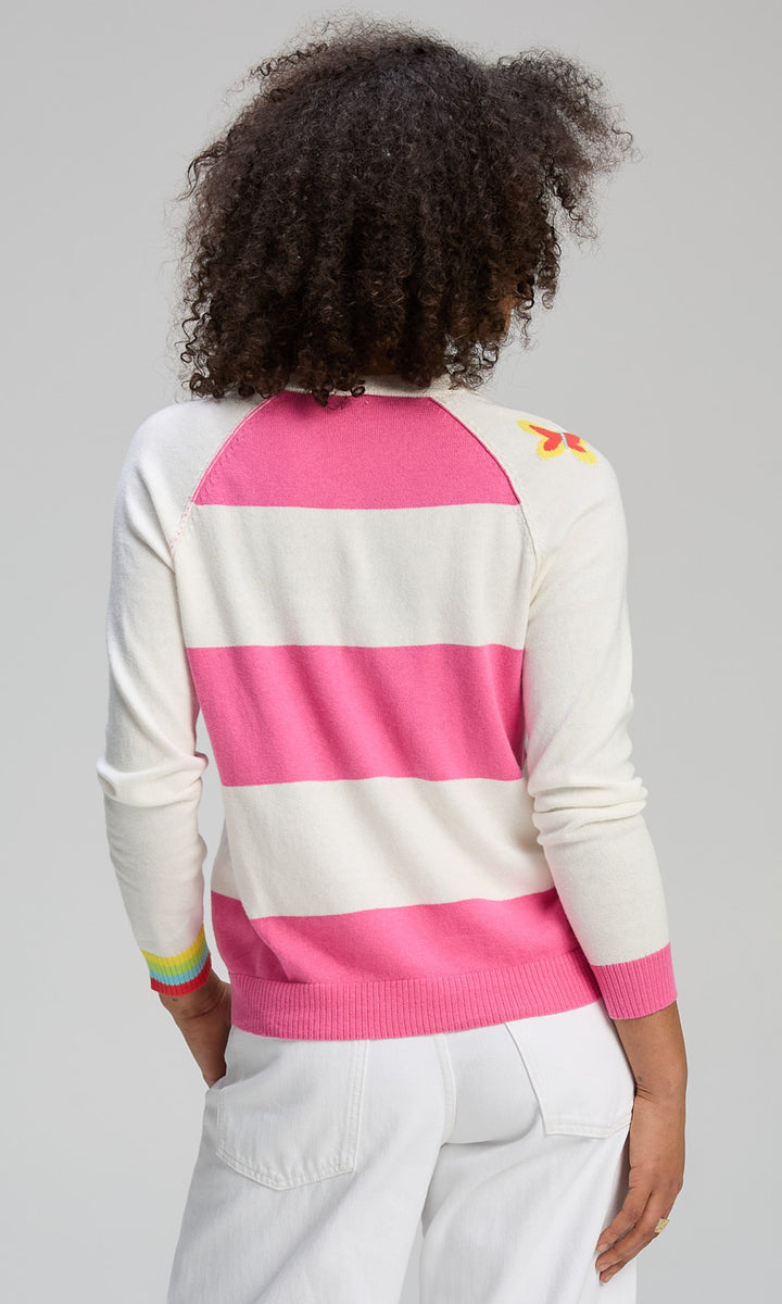 Whimsical Embroidered V-Neck Cardigan