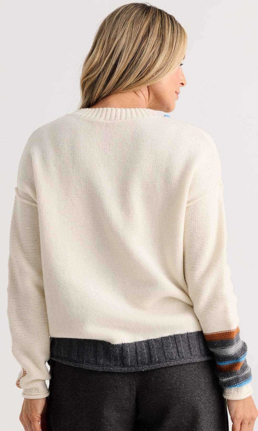Contrast Detail Merino Wool Blend Sweater