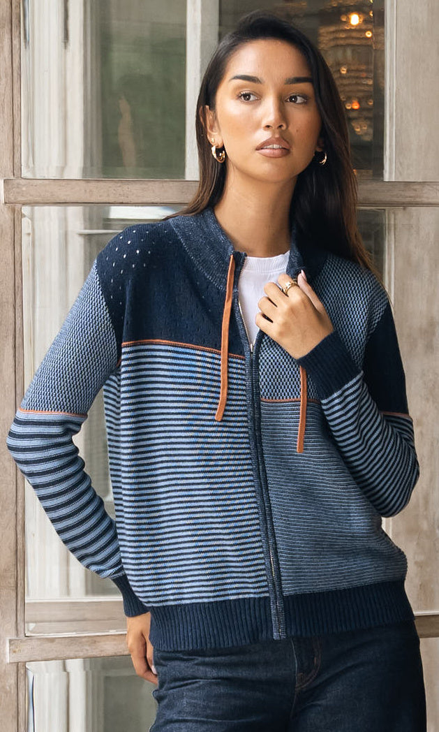 Mixed Knit Cashmere Blend Jacket