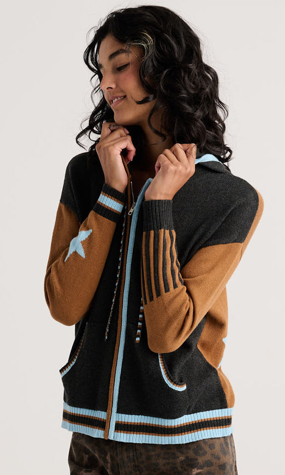 Cashmere Blend Hooded Knit Jacket