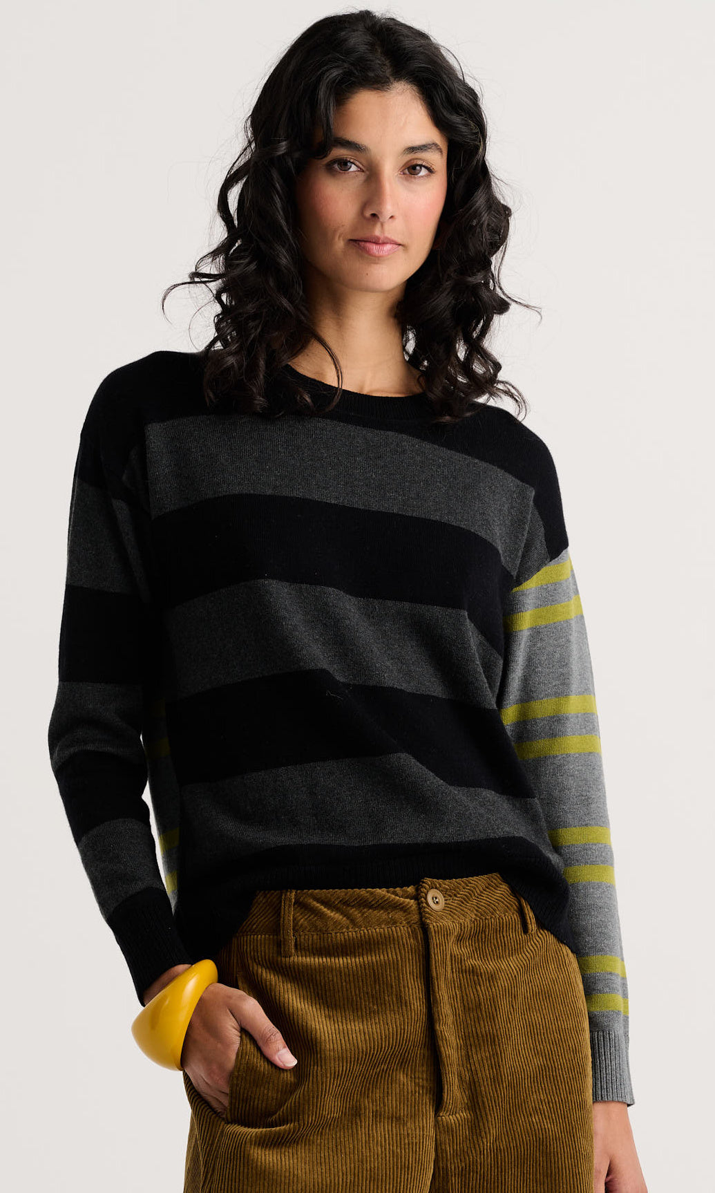 Mixed Stripe Cashmere Blend Sweater