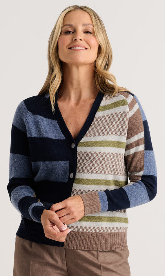 Wool Blend Button-Front Cardigan