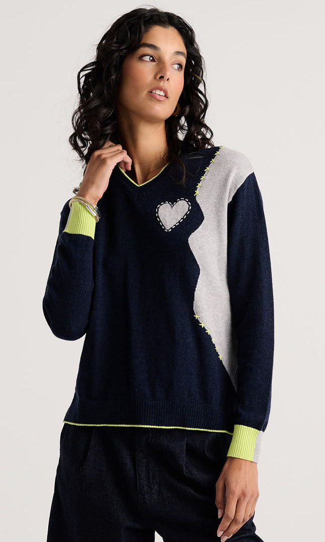 Heart Detail Cashmere Blend Sweater
