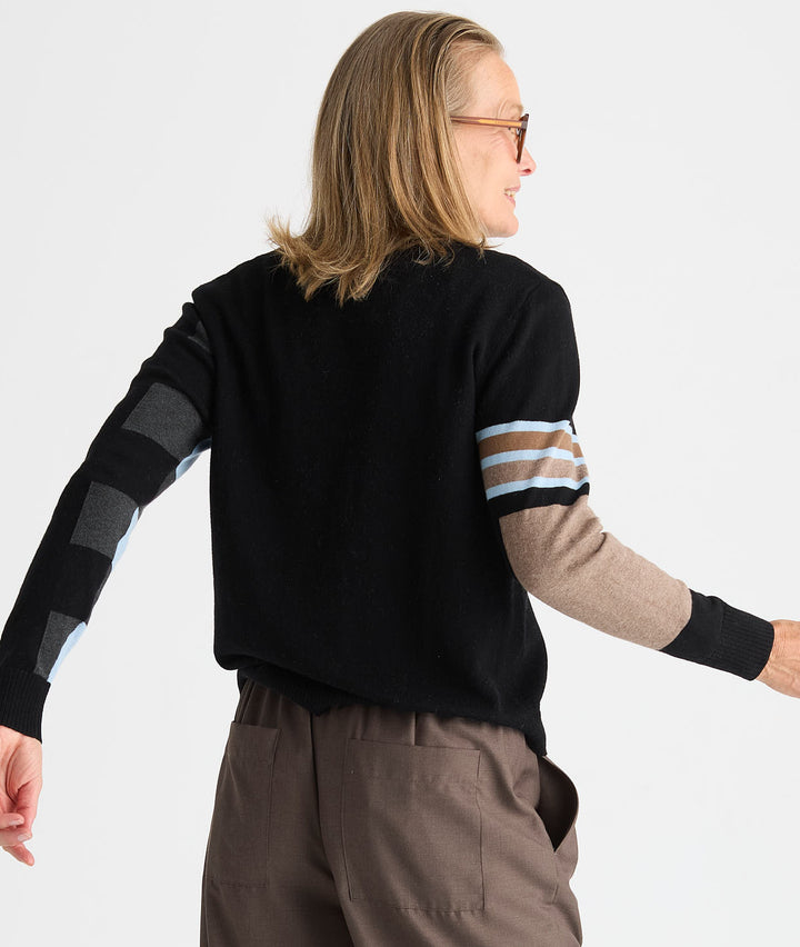 Contrast Sleeve Cashmere Blend Sweater