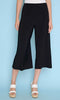 pull-on wide leg crop pants with elastic waistband and side slit detail.