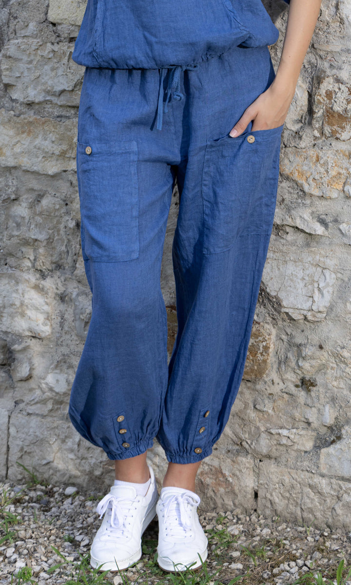 Drawstring Linen Crop Pants