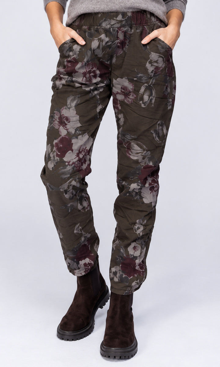Floral Print Pull-On Jogger Pants