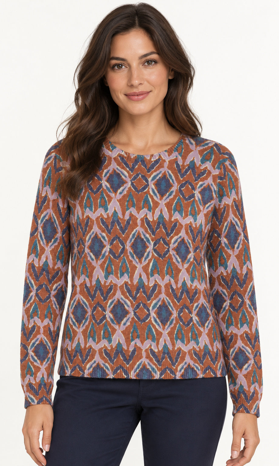 Geometric Print Cotton-Blend Sweater