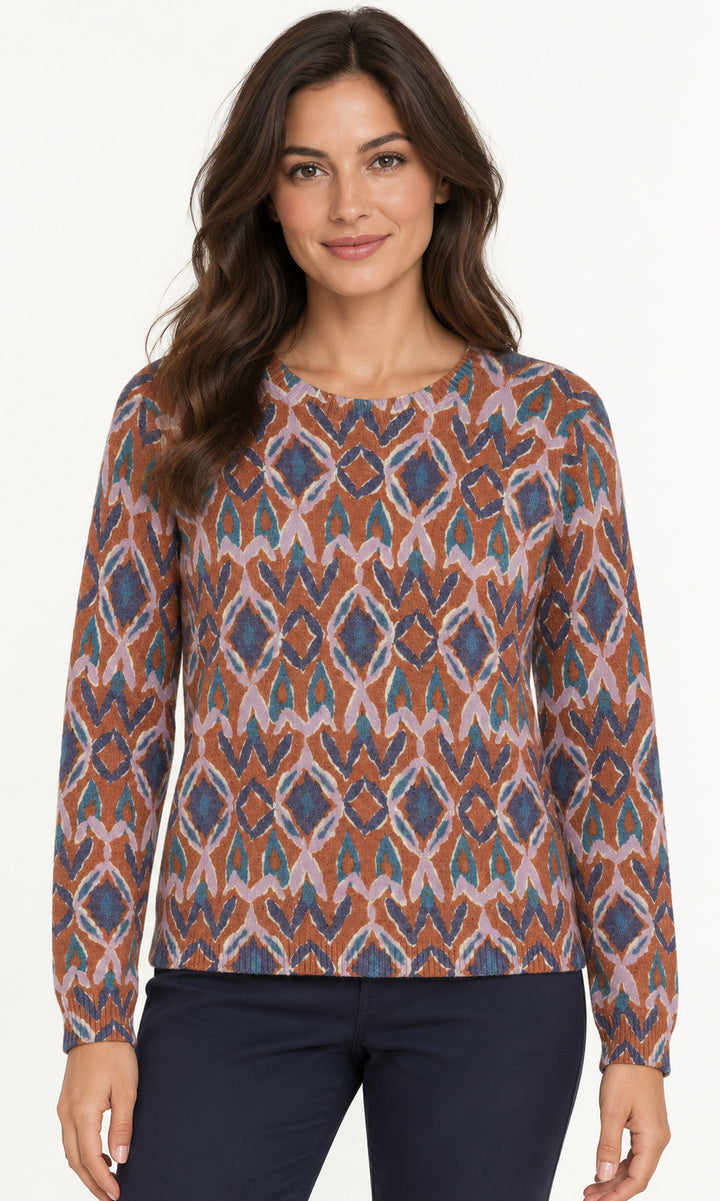 Geometric Print Cotton-Blend Sweater
