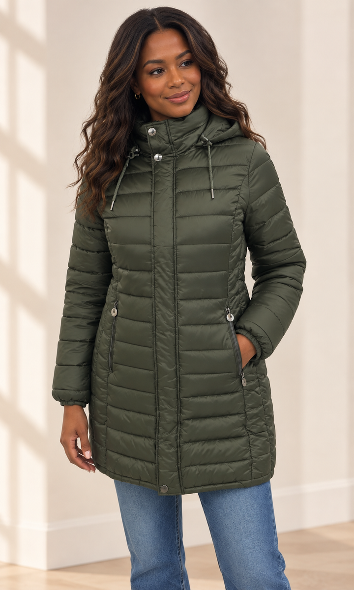 Longline Quilted Hooded Jacket