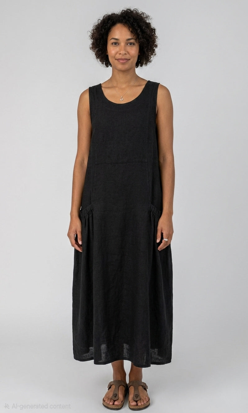 Linen Pocket Midi Dress